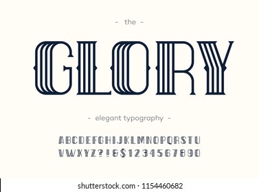 Vector glory art deco font. Retro typeface sans serif style for party poster, printing on fabric, t shirt, promotion, decoration, stamp, label. Cool modern alphabet vintage typography. 10 eps