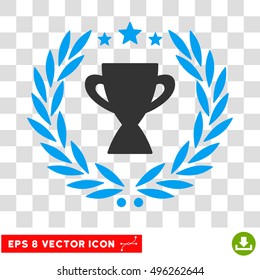 Vector Glory Cup Laurel Wreath EPS vector icon. Illustration style is flat iconic bicolor blue and gray symbol on a transparent background.