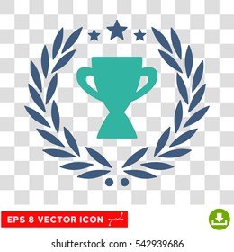 Vector Glory Cup Laurel Wreath EPS vector icon. Illustration style is flat iconic bicolor cobalt and cyan symbol on a transparent background.