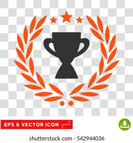 Vector Glory Cup Laurel Wreath EPS vector pictogram. Illustration style is flat iconic bicolor orange and gray symbol on a transparent background.