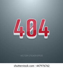 Vector glossy 3d 404 error sign. White and red plastic