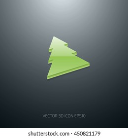 Vector glossy 3d glass christmas tree icon