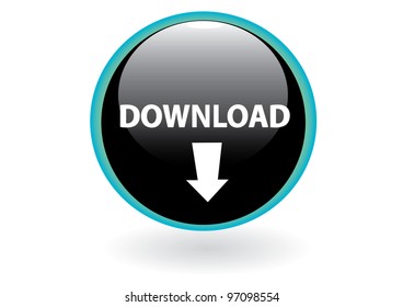 Vector glossy 3d glass download button.