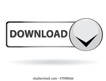 Vector glossy 3d glass download button.