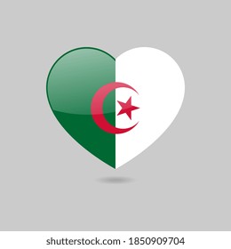 Vector Glossy Algerian Flag Heart