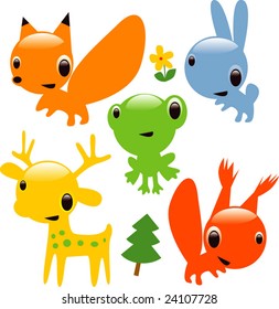 vector glossy animals: forest