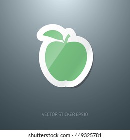 Vector glossy apple paper sticker icon