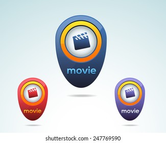 Vector Glossy Art of Movie Concept Icon Button Set