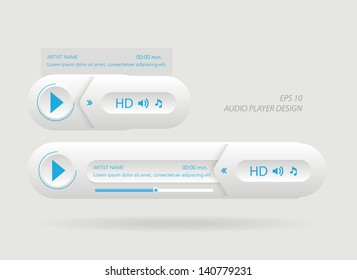 Vector glossy audio players design with different control navigation panel