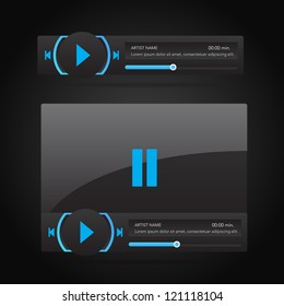Vector glossy audio, video player