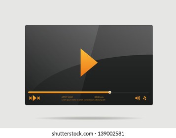 Vector glossy audio, video player