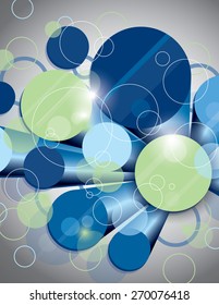 Vector Glossy Background with Blue Cylinders.