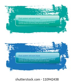 Vector glossy banners on a hand-painted daub backdrops