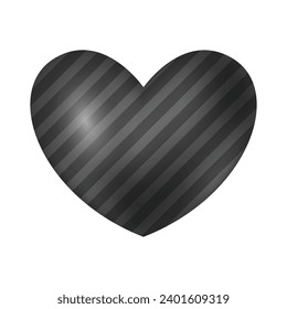 Vector glossy black heart on white background.