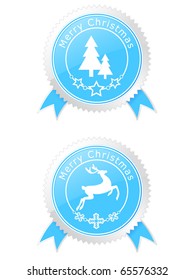 vector glossy blue Christmas labels