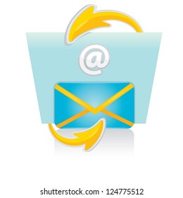vector glossy blue e-mail icon. vector symbol of message and communication. vector blue envelope.