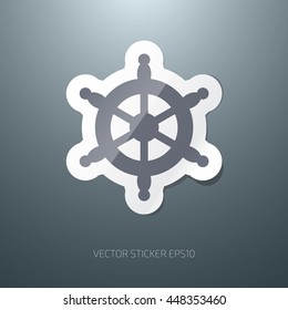 Vector glossy boat helm paper sticker icon