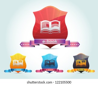 Vector Glossy Book Icon and Multicolored
