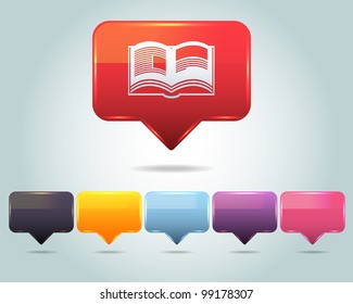 Vector Glossy Book Icon and Multicolored