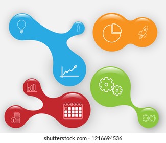 Vector glossy bubble color 3D icons with shadow on gray background