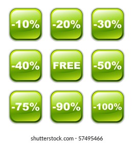 Vector glossy button icon, green