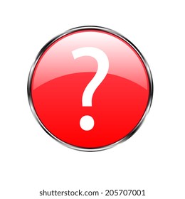 Vector glossy button icon With a question mark