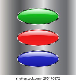 Vector glossy button icon, samples on a silver background