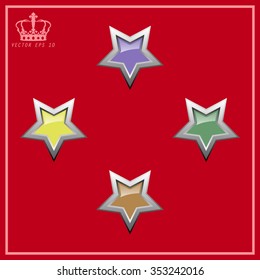 Vector glossy button icon, samples on a red background