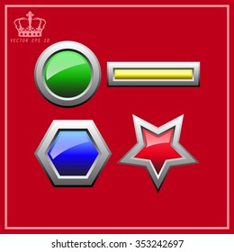 Vector glossy button icon, samples on a red background