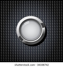 Vector glossy button on carbon texture background