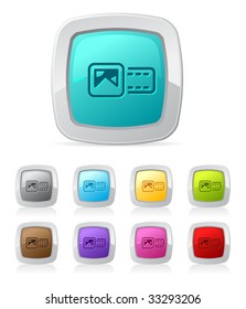Vector glossy button set in various color - moving picture