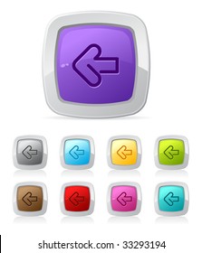 Vector glossy button in various color - left arrow