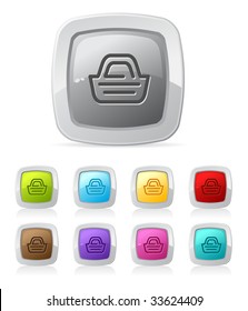 Vector glossy button in various color - shopping bag