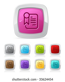 Vector glossy button in various color - certificate