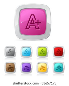 Vector glossy button in various color - Typography