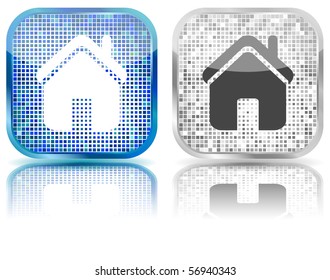 Vector glossy button for web design with home icon. Easy editable. EPS10