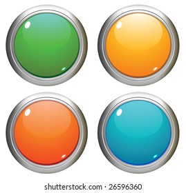 Vector glossy buttons. All elements and textures are individual objects. Vector illustration scale to any size.