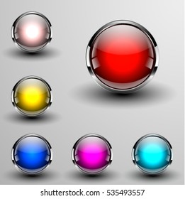 Vector glossy buttons.set chrom