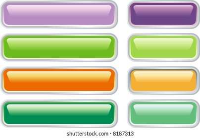 botones de brillo vectorial en ocho colores