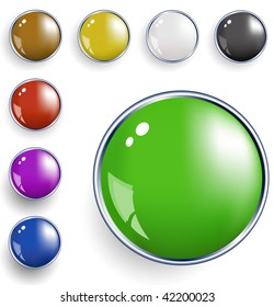 Vector glossy buttons  isolated on white