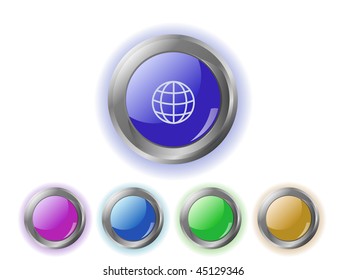 Vector glossy buttons isolated on white