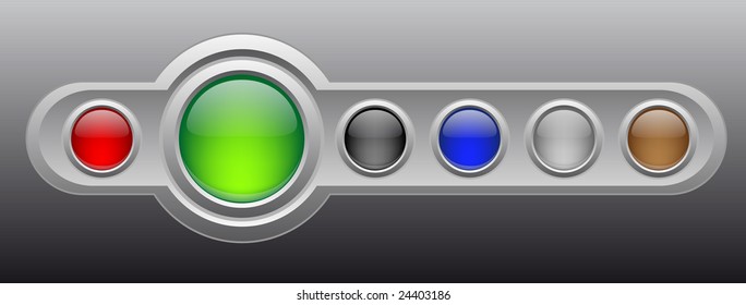 Vector glossy buttons on metal template.