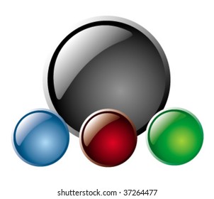 Vector glossy buttons, round shapes