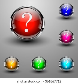 Vector glossy buttons.Question mark.
