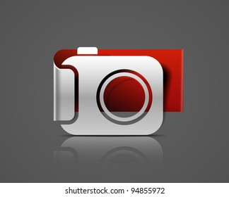 vector glossy camera web icon design element.