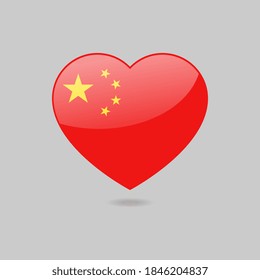 Vector Glossy Chinese Flag Heart