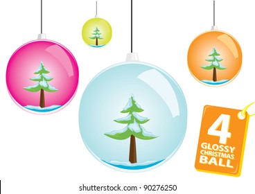 Vector glossy christmas balls collection.