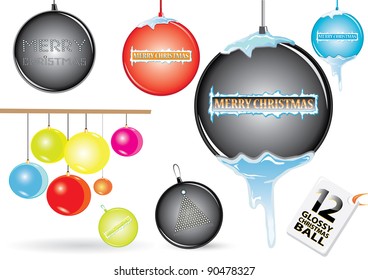 Vector glossy christmas balls collection.