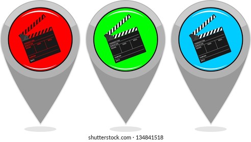 vector glossy clapper boards web icon design element.