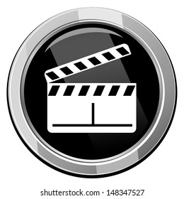 Vector glossy clapper boards web icon design element.